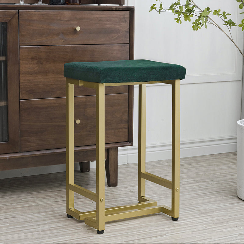 Levede Upholstered Bar Stools Backless Velvet Metal Kitchen Counter Chairs x2