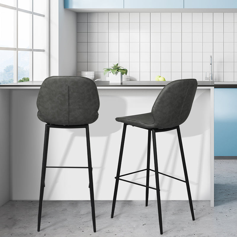 Levede 2x Bar Stool Counter Chair PU Leather Kitchen Pub Restaurant Padded Seat