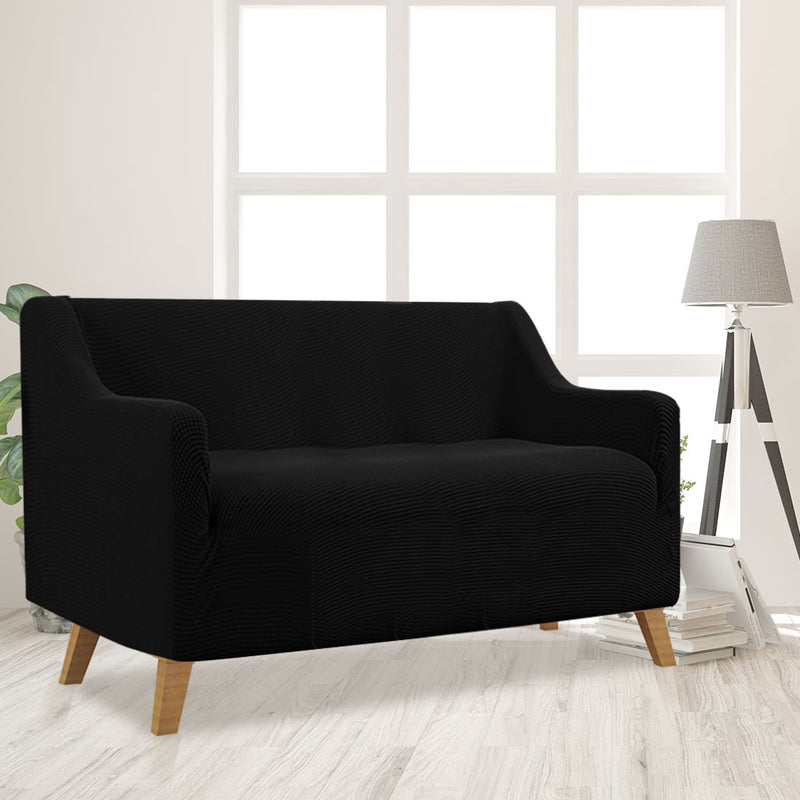 Couch Stretch Sofa Lounge Cover Protector Slipcover 2 Seater Black