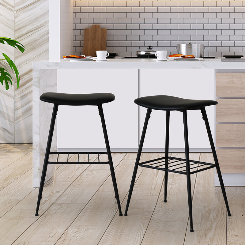 Levede 2x Bar Stools Kitchen Bar Pub Stool Counter Dining Chair PU Leather Black
