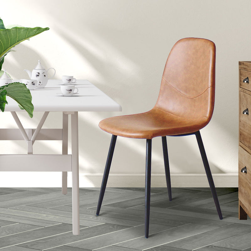 Levede 4x Dining Chairs Kitchen Table Chair Lounge Room Padded Seat PU Leather