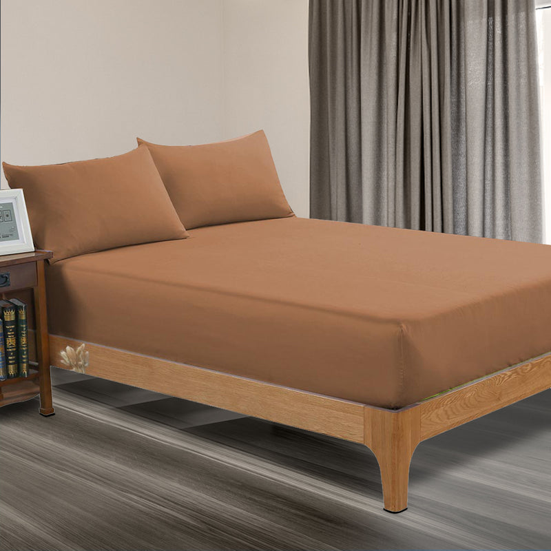 DreamZ Ultra Soft Fitted Bed Sheet with one Pillow Case King Single Chocolate