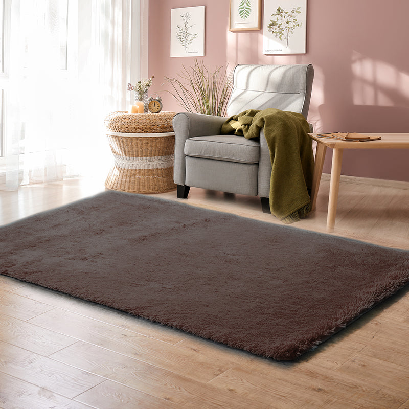 Designer Soft Shag Shaggy Floor Confetti Rug Carpet Home Decor 120x160cm Coffee
