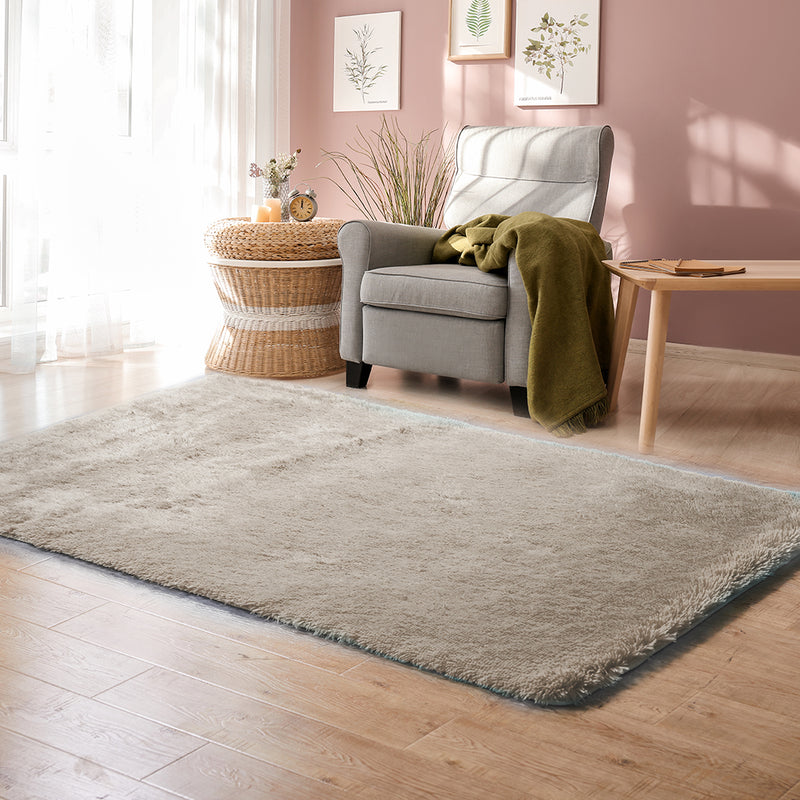 Designer Soft Shag Shaggy Floor Confetti Rug Carpet Home Decor 200x230cm Tan