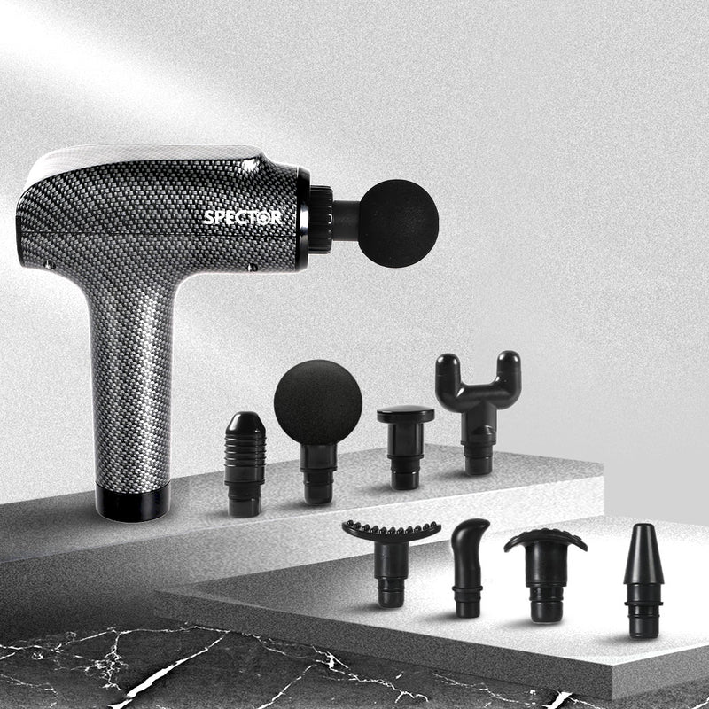 Spector Massage Gun Deep Tissue Percussion 8 Heads Muscle Vibrating Relaxing LCD