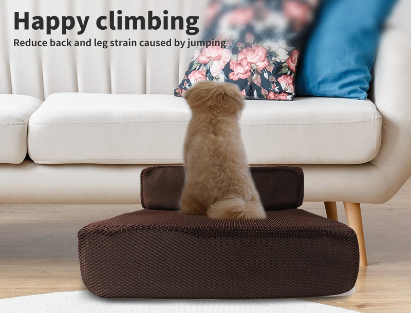 PaWz Pet Stairs Steps Ramp Portable Foldable Climbing Staircase Soft  Dog Brown