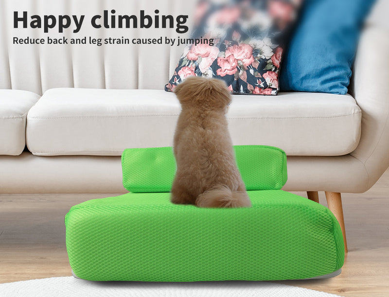 PaWz Pet Stairs Steps Ramp Portable Foldable Climbing Staircase Soft  Dog Green