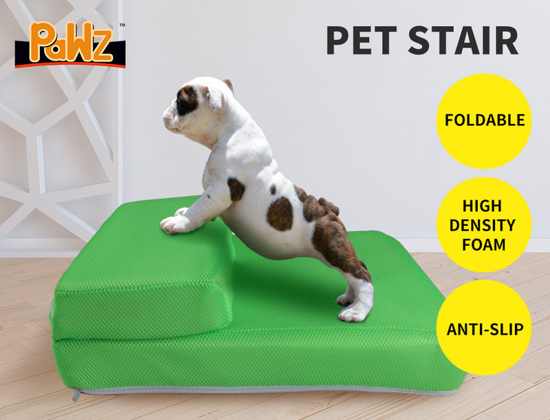 PaWz Pet Stairs Steps Ramp Portable Foldable Climbing Staircase Soft  Dog Green